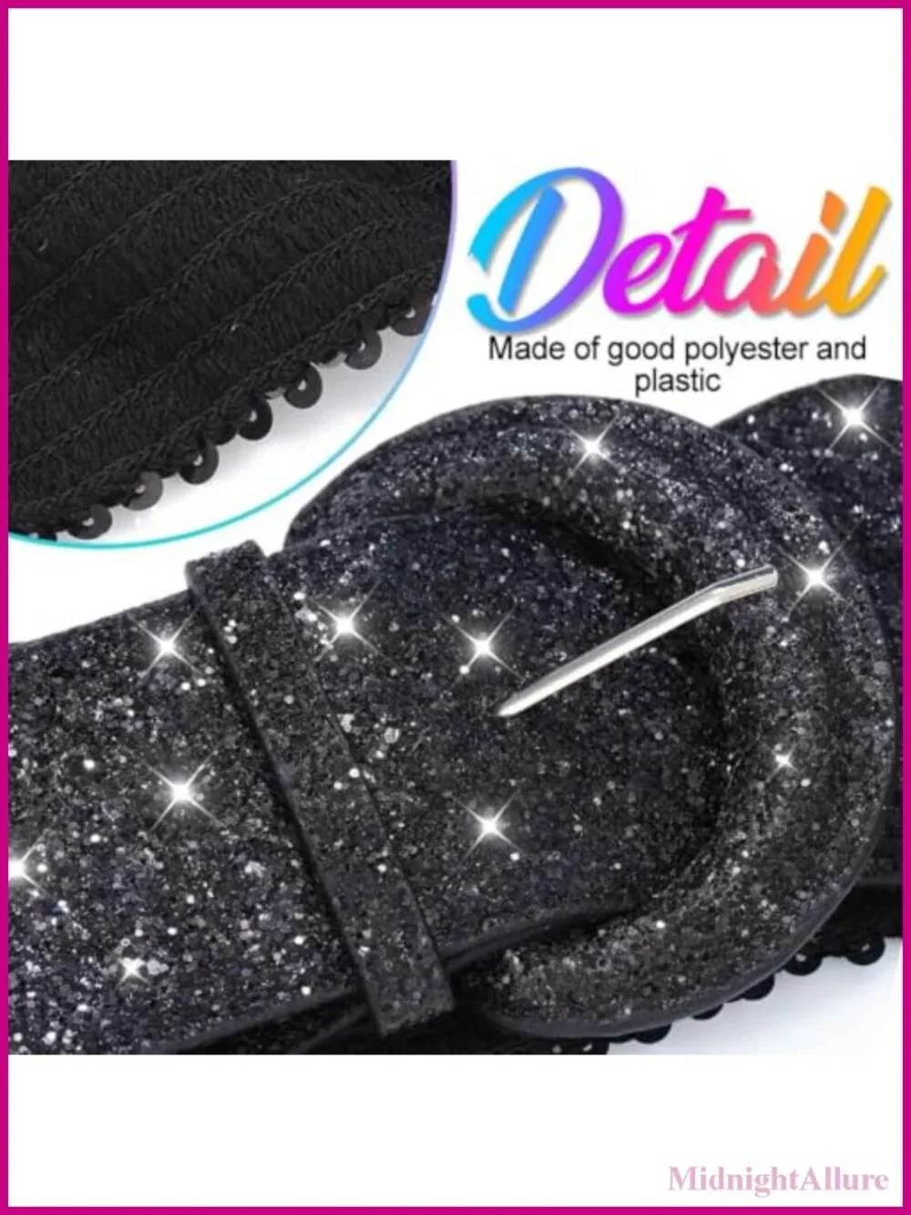 Sequin Wide Elastic Cinch Waist Belt Glitter Party Dress Belt